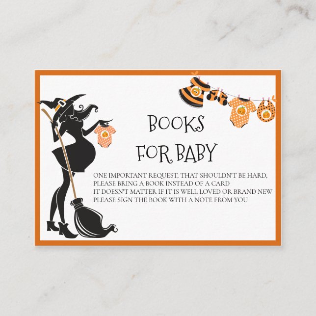 Tarjeta De Recepción Libros para la bruja bebé en Halloween (Anverso)