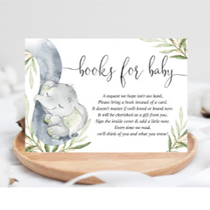 Tarjeta De Recepción Libros para la ducha de bebé con elefante neutro d