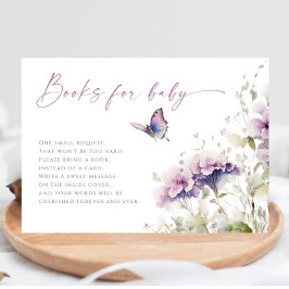 Tarjeta De Recepción Libros para la ducha de bebé con nalgas púrpura