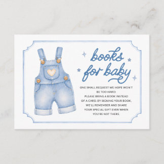 Tarjeta De Recepción Libros para la ducha de bebé con overoles de mezcl