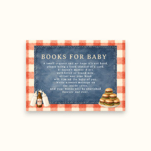 Tarjeta De Recepción Libros para la ducha de bebé de tela vaquera y gin