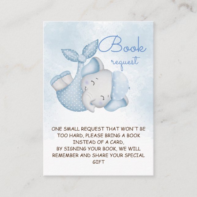 Tarjeta De Recepción Libros para la ducha de bebé elefante (Anverso)