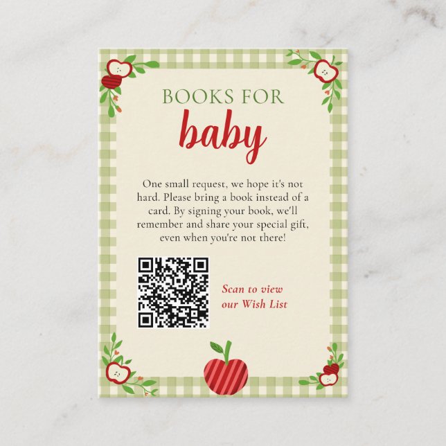 Tarjeta De Recepción Libros para la Ducha de Bebé Solicitud Código QR A (Anverso)