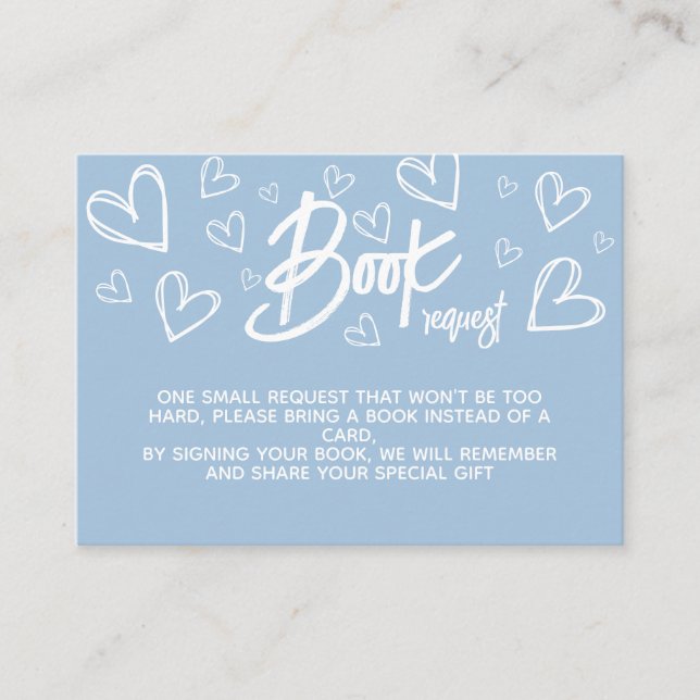 Tarjeta De Recepción Libros para la ducha moderna azul para bebés (Anverso)