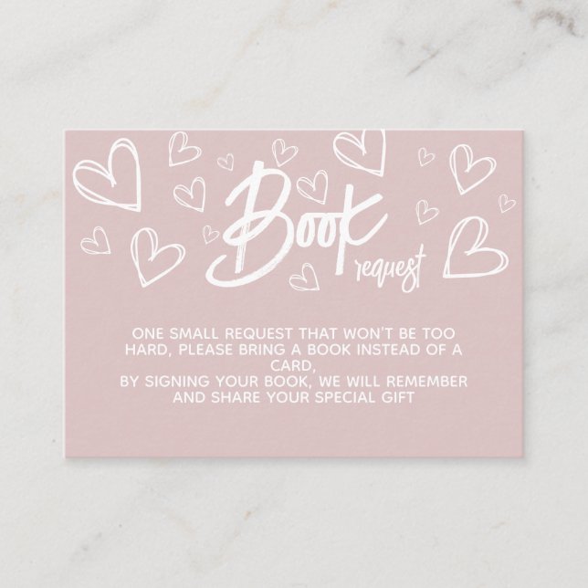 Tarjeta De Recepción Libros para la ducha moderna rosa chica bebé (Anverso)