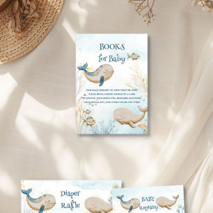 Tarjeta De Recepción Libros para la fiesta de Baby Blue Beige Whale