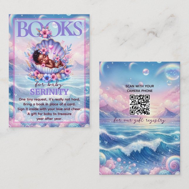 Tarjeta De Recepción Libros para la Fiesta de Baby Pastel Seashell (Anverso / Reverso)