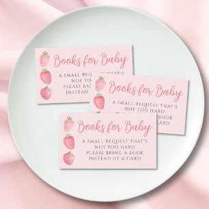 Tarjeta De Recepción Libros para la fiesta de bebé de fresa para niña