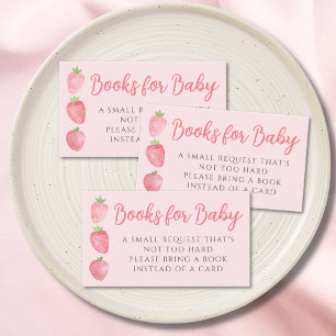 Tarjeta De Recepción Libros para la fiesta de bebé de fresa rosa