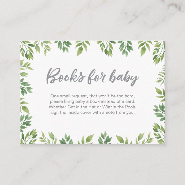 Tarjeta De Recepción Libros para la hoja de bebé Baby Shower Insertar t (Anverso)