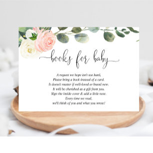 Tarjeta De Recepción Libros para la niña bebe rosa blanco elegante