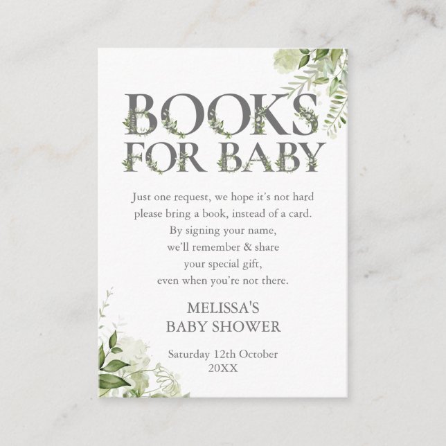 Tarjeta De Recepción Libros para la solicitud de libros para bebés Baby (Anverso)