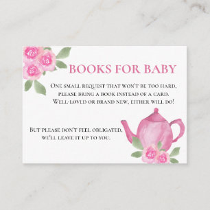 Tarjeta De Recepción Libros para la taza de té floral rosa para el baby