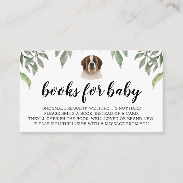 Tarjeta De Recepción Libros para la vegetación de Baby St Bernard Boho (Anverso)