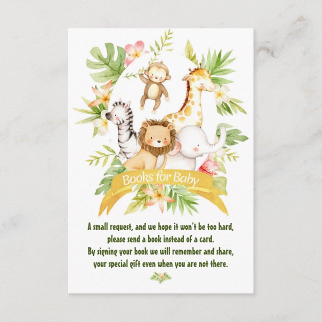 Tarjeta De Recepción Libros para los coches de bebé Safari Animales (Anverso)