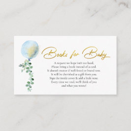 Tarjeta De Recepción Libros para los globos azules para bebés eucalipto
