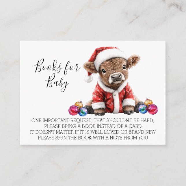 Tarjeta De Recepción Libros para Navidades de Baby Shower Highland Cow (Anverso)