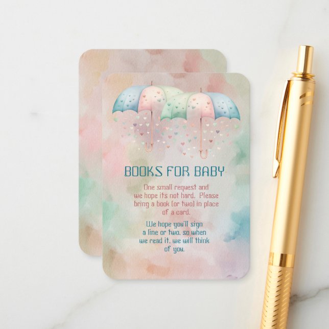 Tarjeta De Recepción Libros para niños gemelos y duchas Chicas (Anverso/Reverso In Situ)