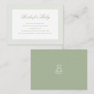 Tarjeta De Recepción Libros para regalos de baby shower verde sage para