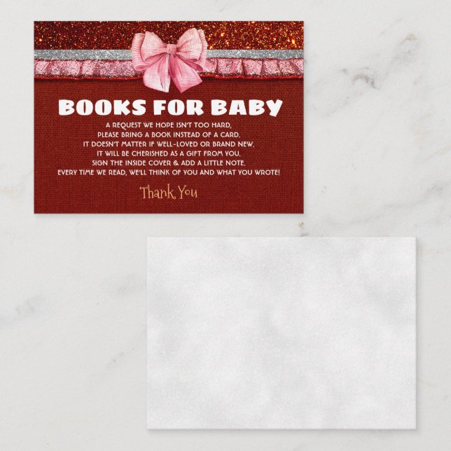 Tarjeta De Recepción Libros Para Solicitud De Santa Baby Shower (Anverso / Reverso)