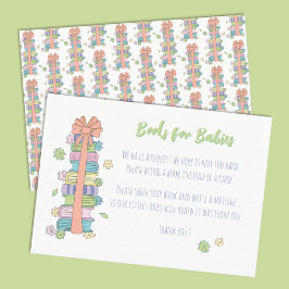 Tarjeta De Recepción Libros Pastel para bebés con Primavera Bow
