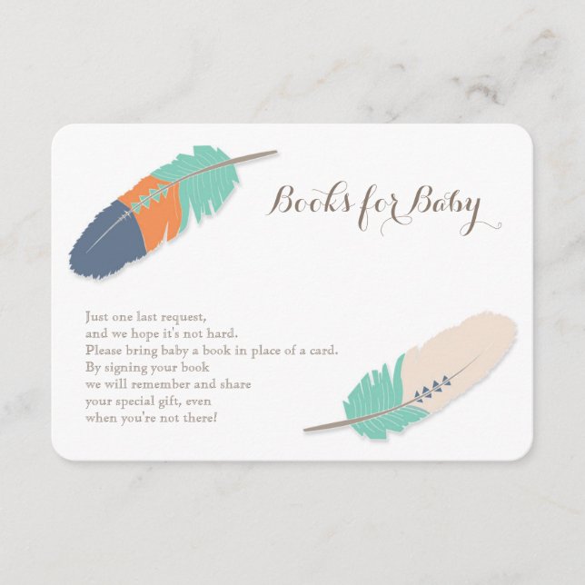 Tarjeta De Recepción Libros piden Naranja de la Marina de Boho Feather  (Anverso)