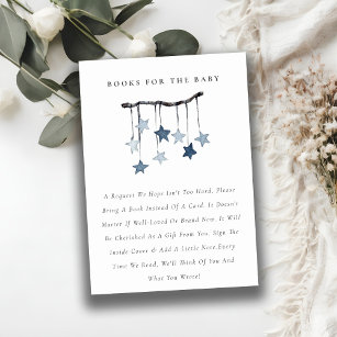 Tarjeta De Recepción Libros portátiles de estrella azul para Baby Showe