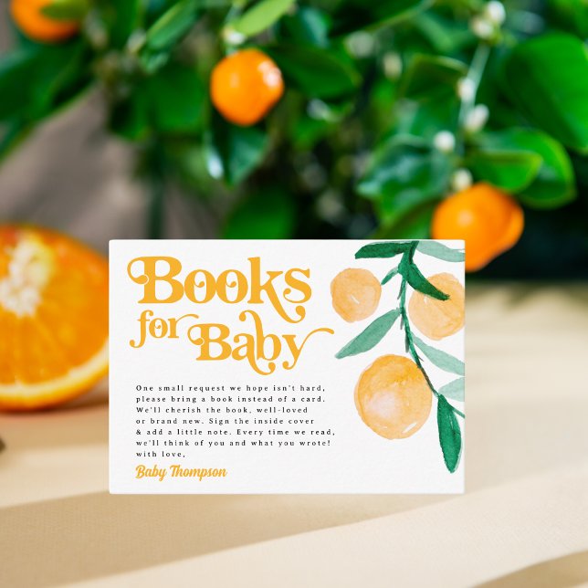 Tarjeta De Recepción Libros retro de Naranja de cítricos modernos para  (Subido por el creador)