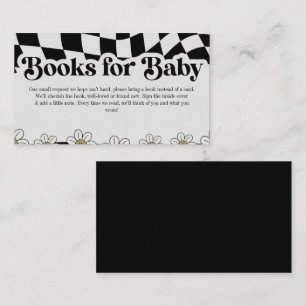 Tarjeta De Recepción Libros Retro Groovy a Cuadros Negro Blanco para Be