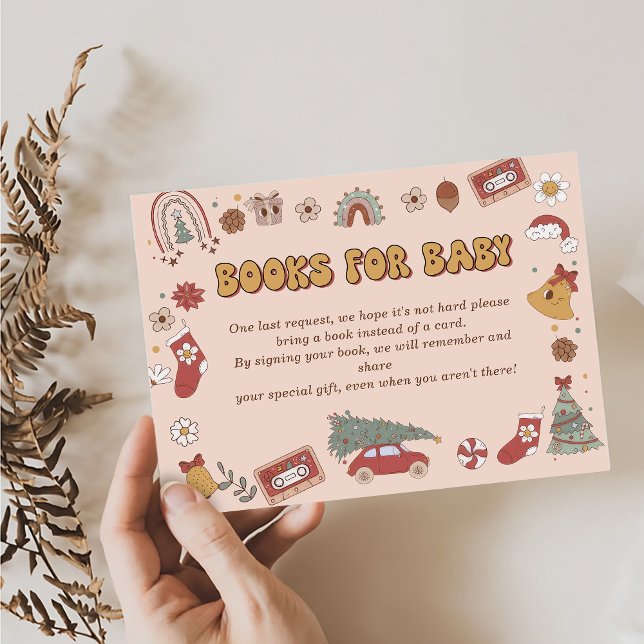 Tarjeta De Recepción Libros retro para bebés Navidades Santa Baby Showe (Subido por el creador)
