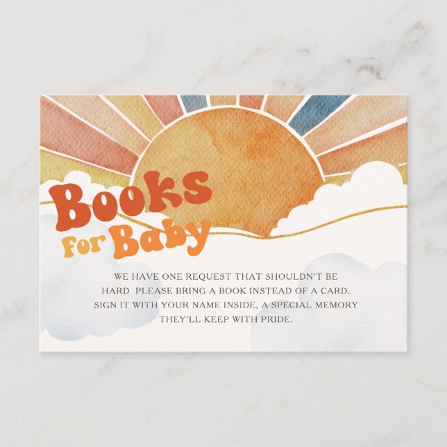 Tarjeta De Recepción Libros Retro Sunshine para la ducha de bebé (Anverso)