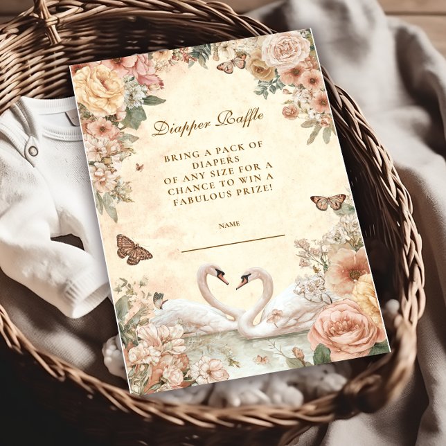 Tarjeta De Recepción Libros románticos de cisne floral para bebé (Subido por el creador)