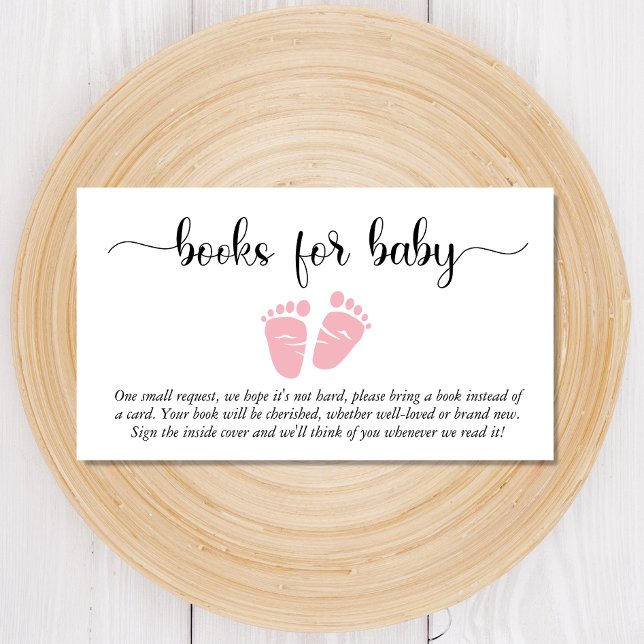 Tarjeta De Recepción Libros Rosa De Pies De Bebé Para Baby Shower (Subido por el creador)