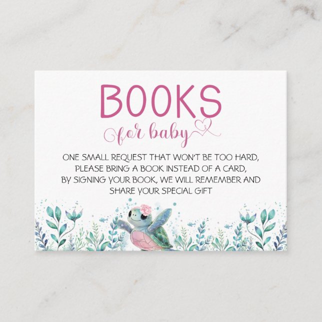 Tarjeta De Recepción Libros Rosa De Tortuga Marítima Para Bebés (Anverso)
