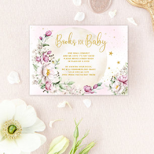 Tarjeta De Recepción Libros Rosados De Floral Moon Para Bebés
