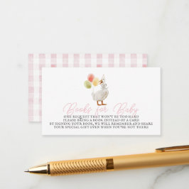 Tarjeta De Recepción Libros rosados de Gingham para bebé