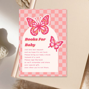Tarjeta De Recepción Libros Rosados De Mariposa Para Baby Shower