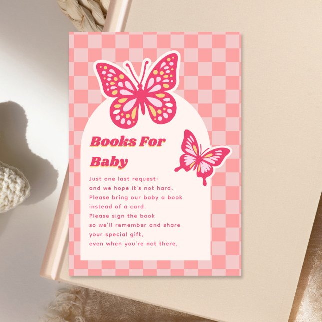 Tarjeta De Recepción Libros Rosados De Mariposa Para Baby Shower (Subido por el creador)