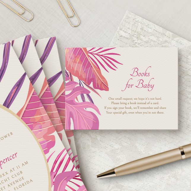 Tarjeta De Recepción Libros rosados de playa tropical para bebé (Subido por el creador)