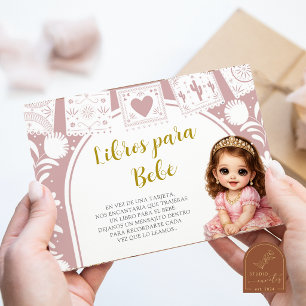 Tarjeta De Recepción Libros rosados Es Nina para bebé