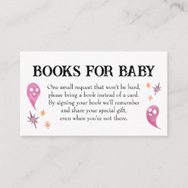 Tarjeta De Recepción Libros rosas de Baby Shower de Halloween para bebé