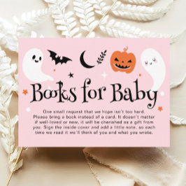 Tarjeta De Recepción Libros rosas de Baby Shower de Halloween para bebé