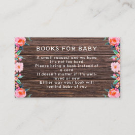 Tarjeta De Recepción Libros Rústicos De Flores Rosa Para Bebés