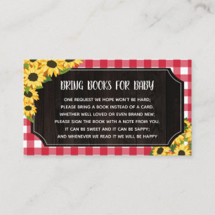 Tarjeta De Recepción Libros Rústicos De Gingham Y Sunflower Para Bebés