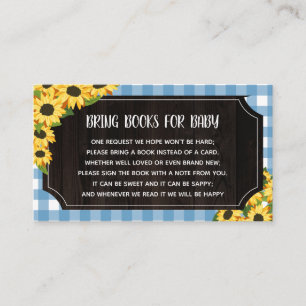 Tarjeta De Recepción Libros Rusticos De Gingham Y Sunflower Para Bebés