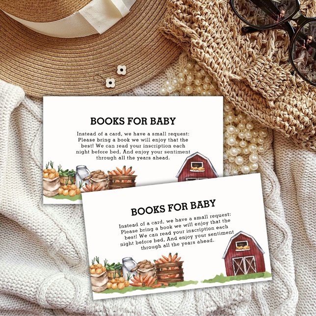 Tarjeta De Recepción Libros Rústicos De Veggie De Crecer En Baby Shower (Rustic Locally Grown Veggie Books For Baby Shower Enclosure Card)