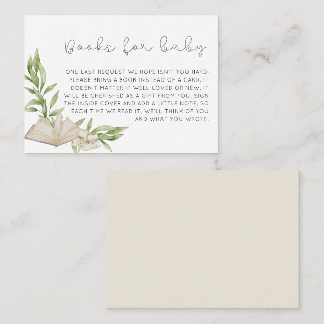 Tarjeta De Recepción Libros Rústicos Neutrales De Género Para El Bebé (Anverso / Reverso)