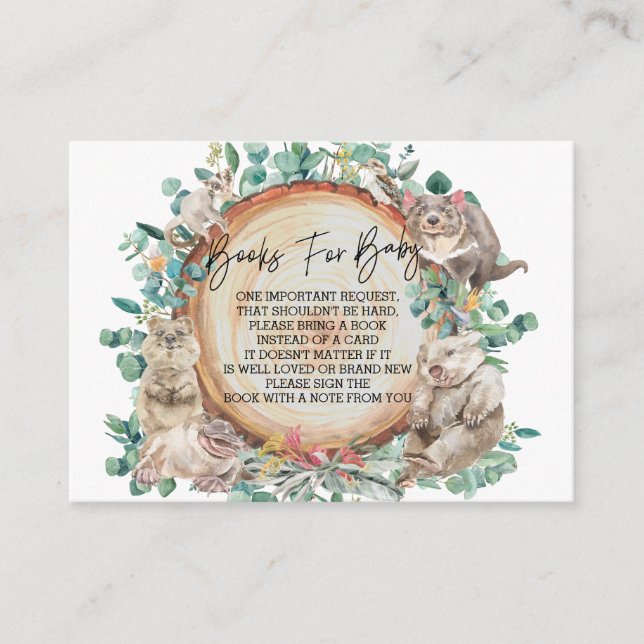 Tarjeta De Recepción Libros salvajes de animales australianos para bebé (Anverso)