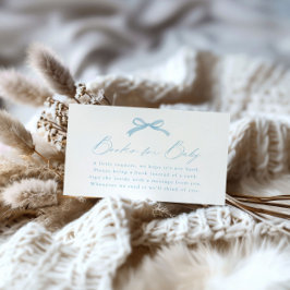 Tarjeta De Recepción Libros sencillos con lazo azul para baby shower
