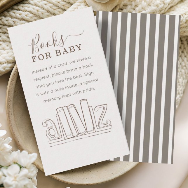 Tarjeta De Recepción Libros sencillos para bebé con rayas de café beige (Subido por el creador)
